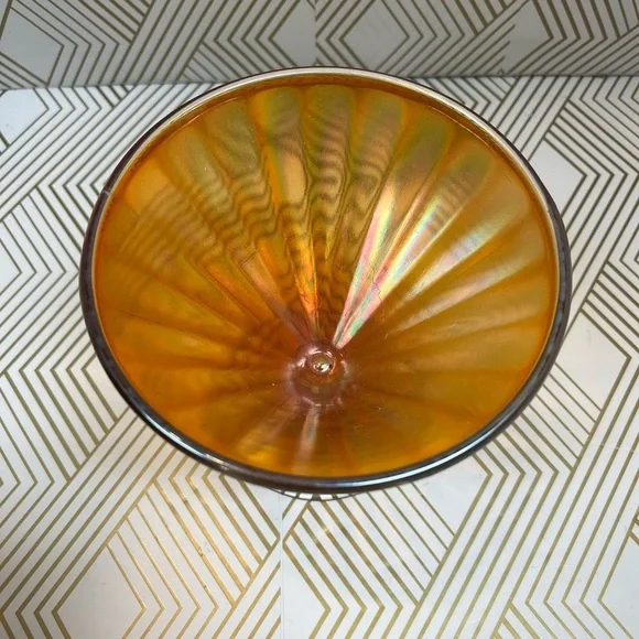 Vintage Marigold Carnival Glass Footed Dish - Picture 4 of 11